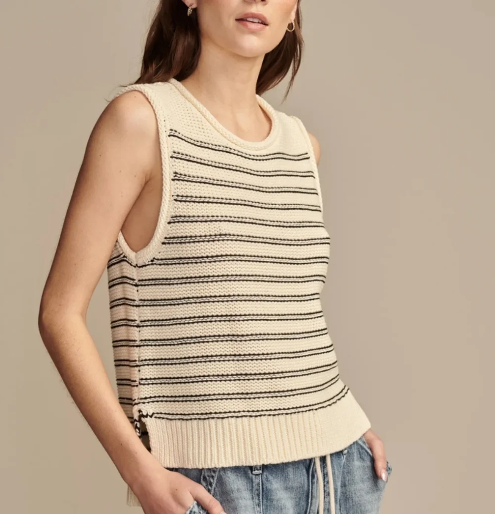 Lucky Brand Black And Cream Knit Tank Top Sweater Vest Size XS